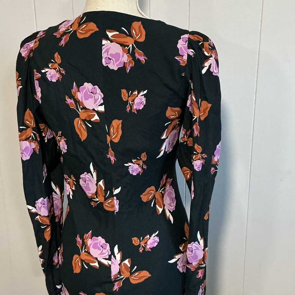 Zara Black Maxi Dress with Purple Rose Print - Picture 4 of 6
